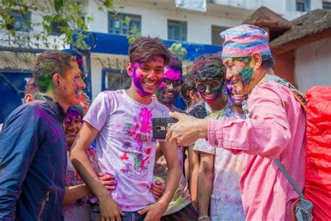 Holi Festival Of Colors Celebration In Kathmandu Nepal Editorial Photo