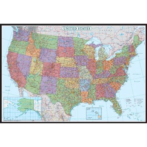 24x36 United States Usa Us Decorator Wall Map Poster Mural Walmart
