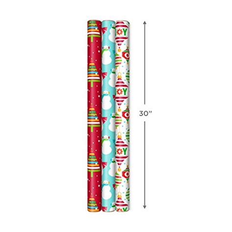 Hallmark Reversible Christmas Wrapping Paper For Kids 3 Rolls 120 Sq