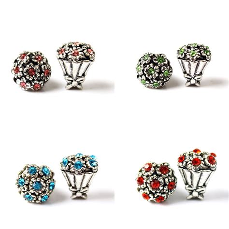 5pcs New Arrival 6 Colors Rhinestone Crystal Bouquet Flower Bead Fit