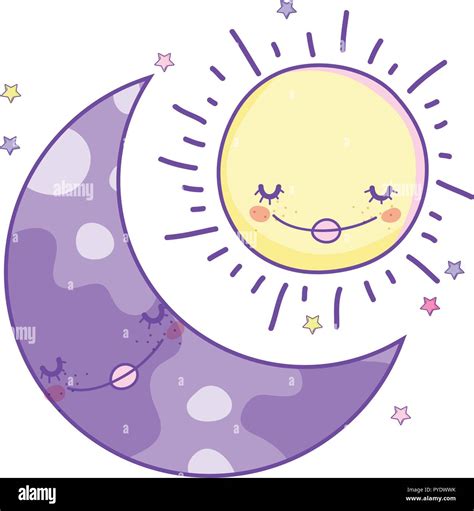 Luna Y Sol Dibujos Animados Imagen Vector De Stock Alamy