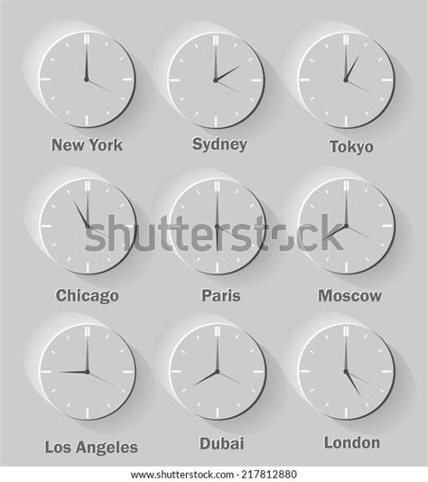 World Clock Time Difference Major Cities Stock Vector (Royalty Free ...