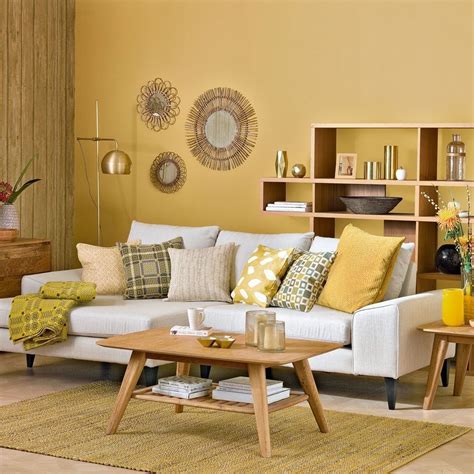 41 Classy And Cute Interior Wall Design For Living Room Yellow Walls