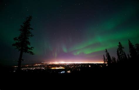 Aurora Borealis Over Anchorage Alaska See The Northern Lights