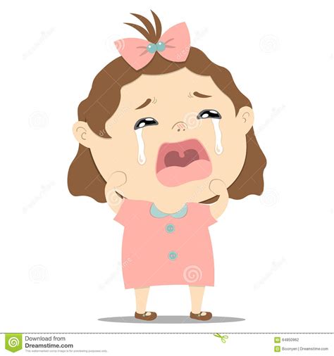 Sad Little Cute Baby Girl Crying Stock Vector