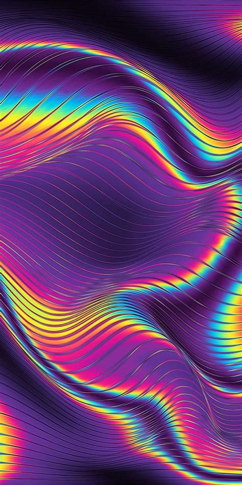 Bright Glowing Curves Metallic Texture Wallpaper Holographic Wallpapers Neon Wallpaper
