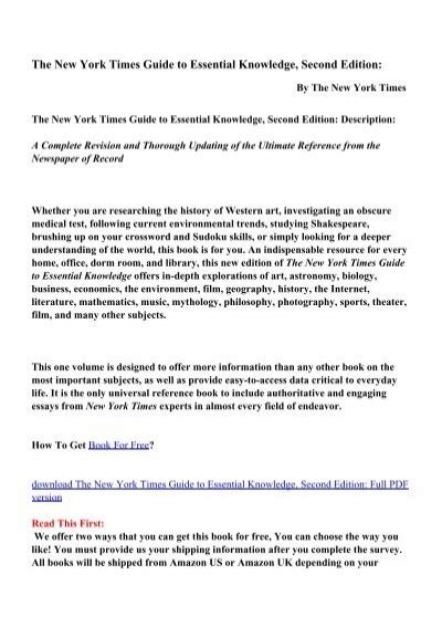 The New York Times Guide To Essential Knowledge Second Edition