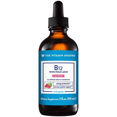 Liquid Vitamin B12 With Folic Acid Raspberry Flavor Supports Energy Production Excellent