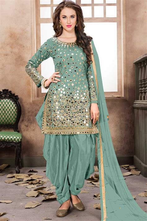 New Arrival Resham Embroidered Sapphire Blue Patiala Suits Lstv0042
