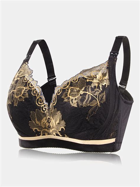 Wireless Floral Lace Cotton Lining Gather Thin Nursing Bra