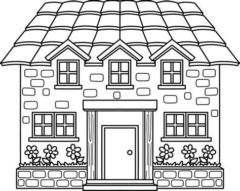 House Building Isolated Coloring Page For Kids 21964662 Vector Art At