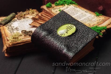 Dollhouse Miniature Spell Book Leather Bound Book Of Spells Black