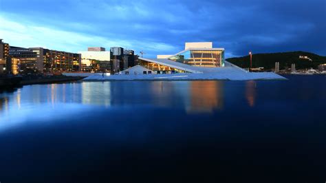 The Oslo Opera House At Night The National Opera And Ballet Theater In