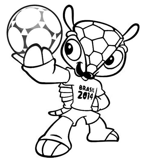 Voetbal kleurplaat mascotte 2014 fuleco Projetos de arte escola