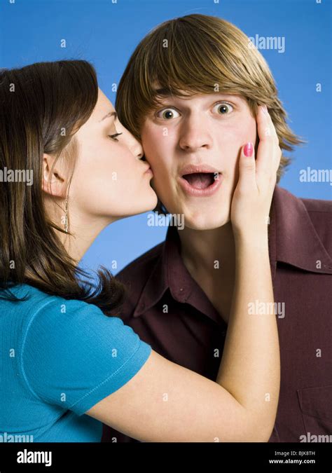 Surprise Kiss On Cheek Hi Res Stock Photography And Images Alamy