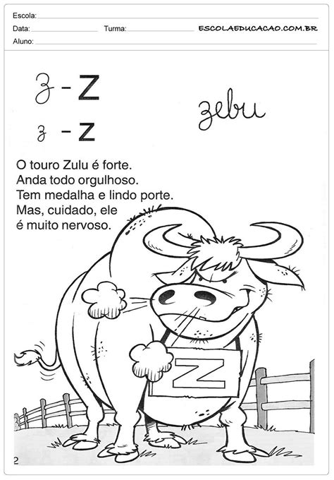 Atividades Com A Letra Z Para 1o Ano