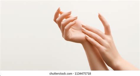 Beautiful Woman Hands Female Hands Applying Stock Photo