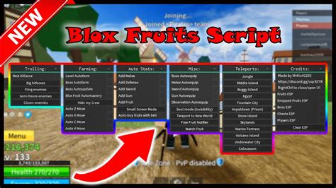 Blox Fruits Script OP Chest ESP Auto Boss Farm TP Islands And
