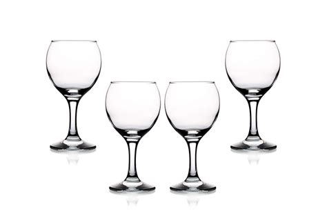Misket Stemmed Wine Glasses 5 Oz Modern Crystal Clear Goblets Set Of 4
