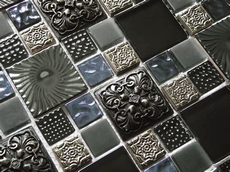 Ancient Design High Relief 3d Glass Stone And Metal Squares Mosaic Wall Tiles 8mm For Sale Online