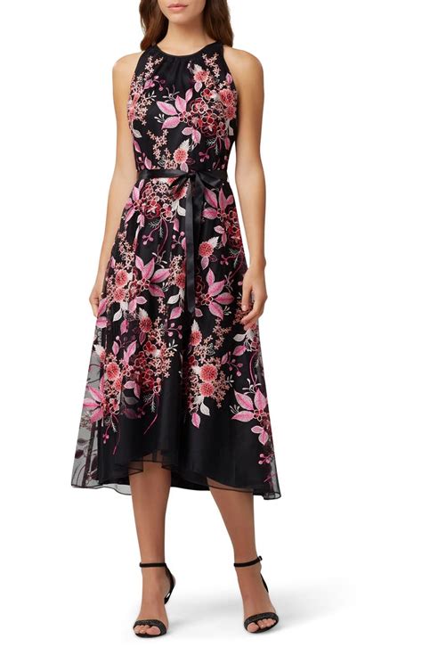 Tahari Floral Embroidered Highlow Midi Dress Nordstrom