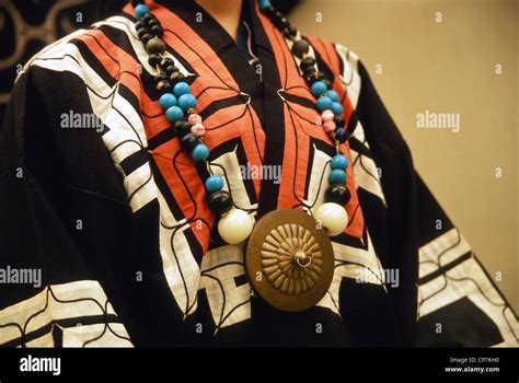 Japan Hokkaido Poroto Kotan Ainu Aboriginal Traditional Dress Stock