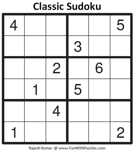 Classic Sudoku Mini Sudoku Series 91