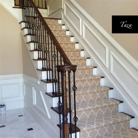 One way to cover your stairs with carpet is by only covering the tread, which is the part of the stair that you step on) and leave the riser (the back of the stair) uncovered. Geometric Stair Runner - Love Your Stairs