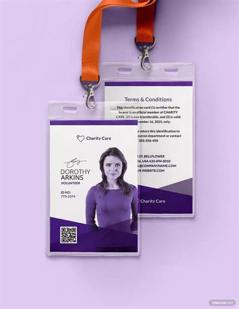 Charity Id Card Template In Illustrator Psd Word Pages Publisher