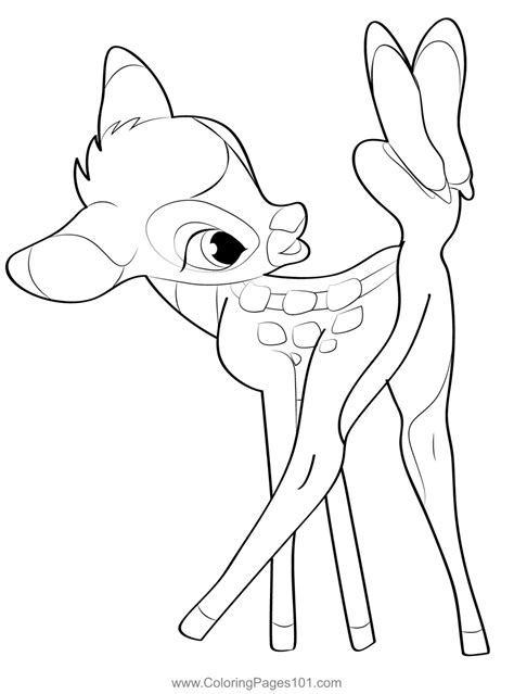 Bambi And Butterfly Coloring Page For Kids Free Bambi Printable