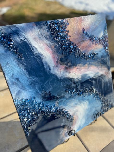 20x 20 Blue Resin Wall Art Epoxy Resin Fluid Art Textured Painting Etsy