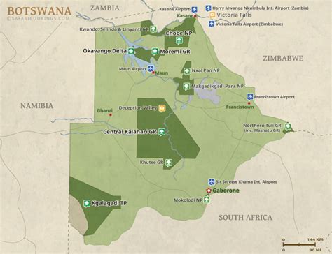 Botswana Map Detailed Map Of Botswana National Parks