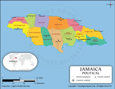 jamaica parish map jamaica political map