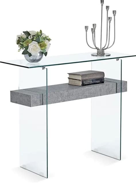 Ivinta Narrow Glass Console Table With Storage Modern Sofa Table Entryway Table 179 90 Picclick