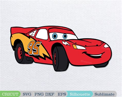 Lightning Mcqueen Svg Red Race Car Png Pixar Cars Disney Etsy