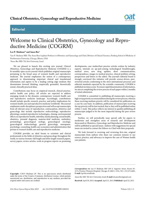 pdf welcome to clinical obstetrics gynecology and reproductive medicine cogrm