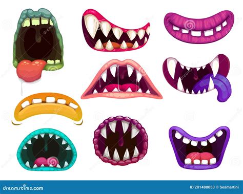 Monster Mouth Jaws Crazy Beast Gobs With Saliva Stock Vector E46