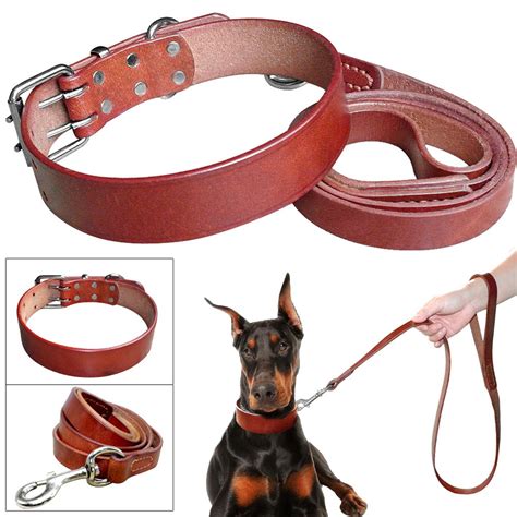 Luxury Soft Genuine Leather Pet Dog Collar And Leash Set For Small