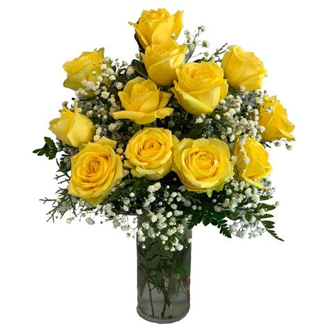 Yellow Dozen Rose Vase Strack And Van Til