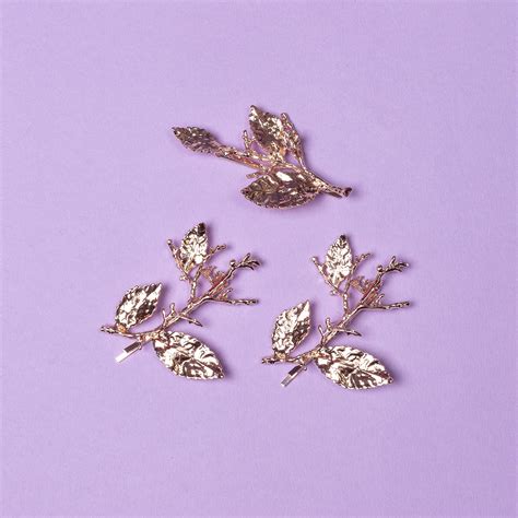 Aerwyn Metal Leaf Bobby Pin Trio Crown And Glory