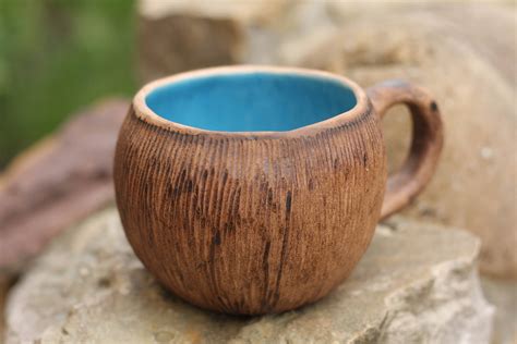 Coconut Mug Coffee Mug Tea Cup T For Wife Rustic Mug Blue