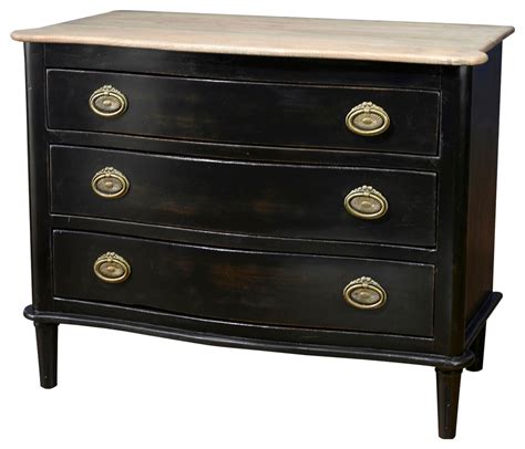 Three Drawer Chest Black With Driftwood Top Transitional Accent Chests And Cabinets By