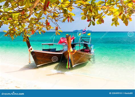 Wooden Boats On A Tropical Beach Stock Photo Image Of Seascape