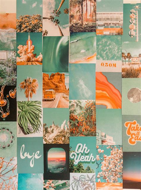 Orange And Teal In 2020 Wall Collage Decor Photo Wall Collage Wall