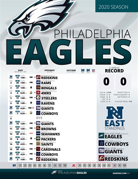 2020 Printable Eagles Schedule Eagles