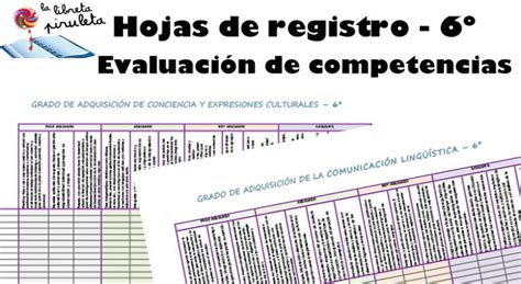 Hojas De Registro ️📊 Para Evaluar Las Competencias 6º De Primaria