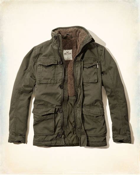 hollister by abercrombieand fitch mens twill flannel lined jacket coat olive s mens olive green