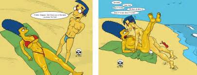 Rule 34 Animated Beach Female Human Male Marge Simpson Milhouse Van