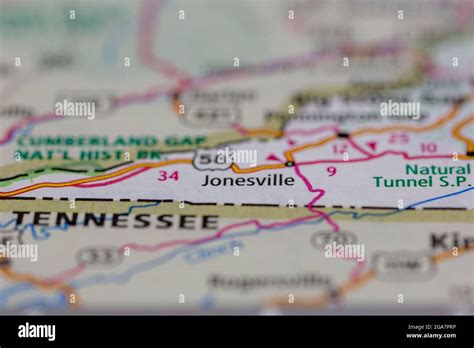 Jonesville Virginia Shown On A Road Map Or Geography Map Stock Photo