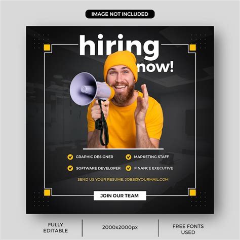 Premium Psd We Are Hiring Job Vacancy Social Media Post Template